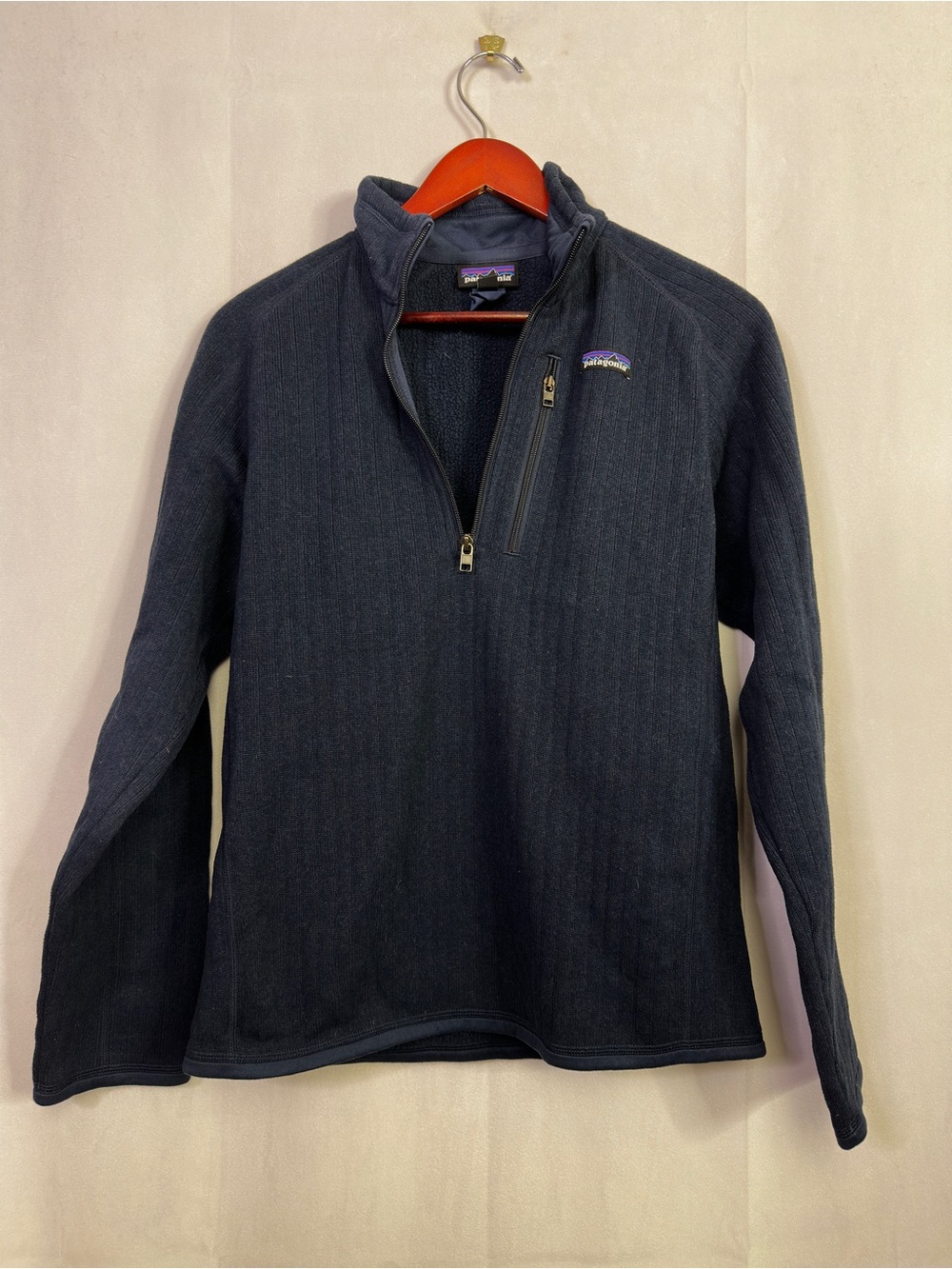 Patagonia Better Sweater Quarter Ribbed Sherpa Zip Fleece Navy Blue Womens